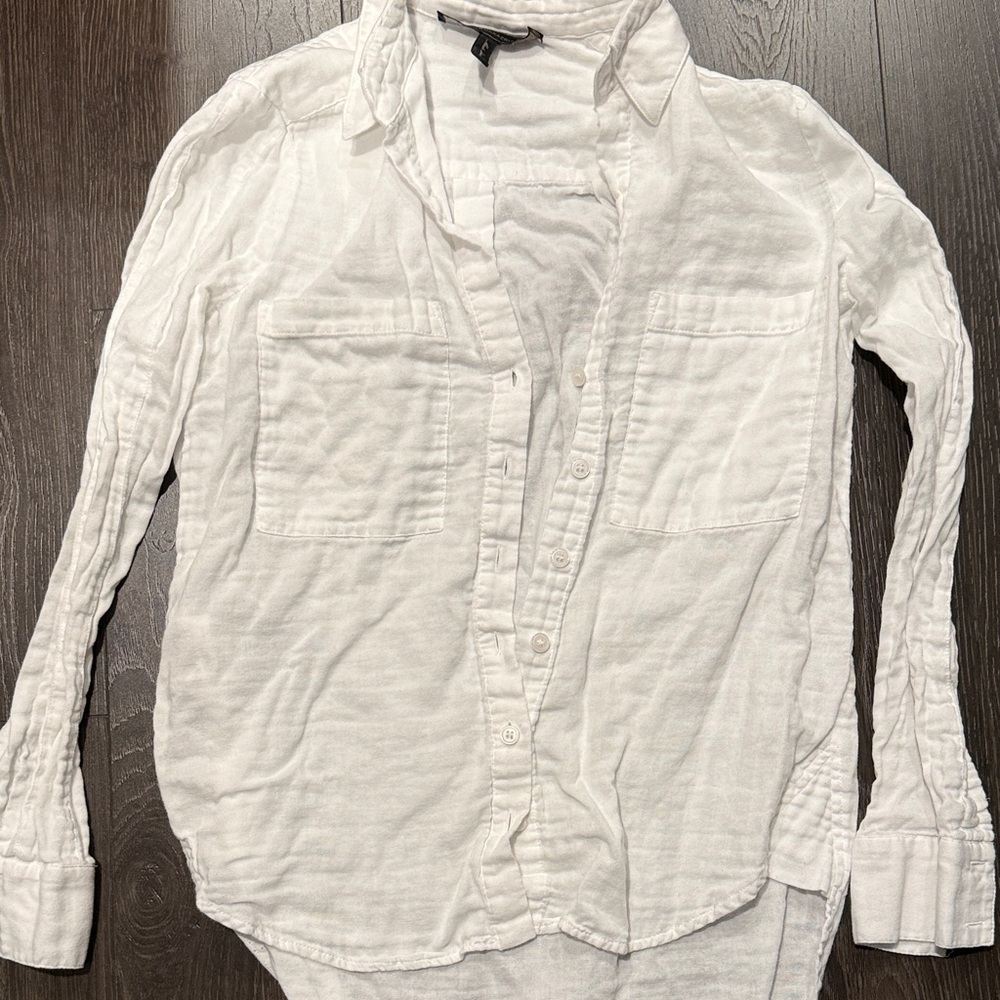 White Collared linen Button Shirt